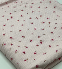 Soft Pink Floral Ditsy Print 8x4 Wide Rib Stretch Fabric