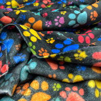 Rainbow Paw Prints Cuddle Fleece Fabric Blanket Loungewear
