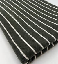 Khaki Green Knitted Horizontal Stripe 2 Way Stretch Fabric