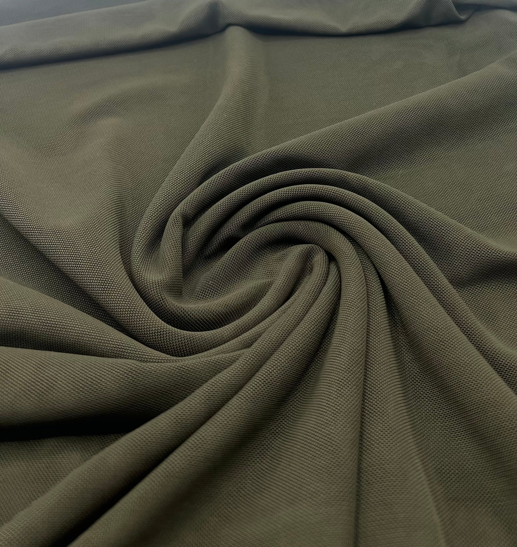 Plain Khaki Mesh Fabric Stretch