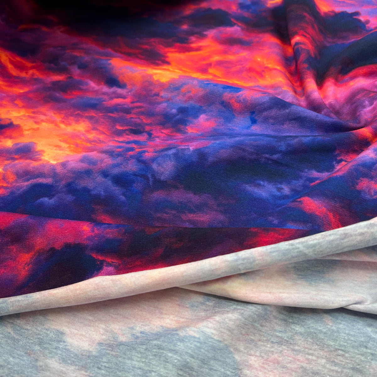 Sunset Clouds Print Cotton Jersey 200 GSM 95/5 Lycra 4 Way Stretch