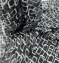 Black White Rectangles Printed Chiffon Dress Fabric