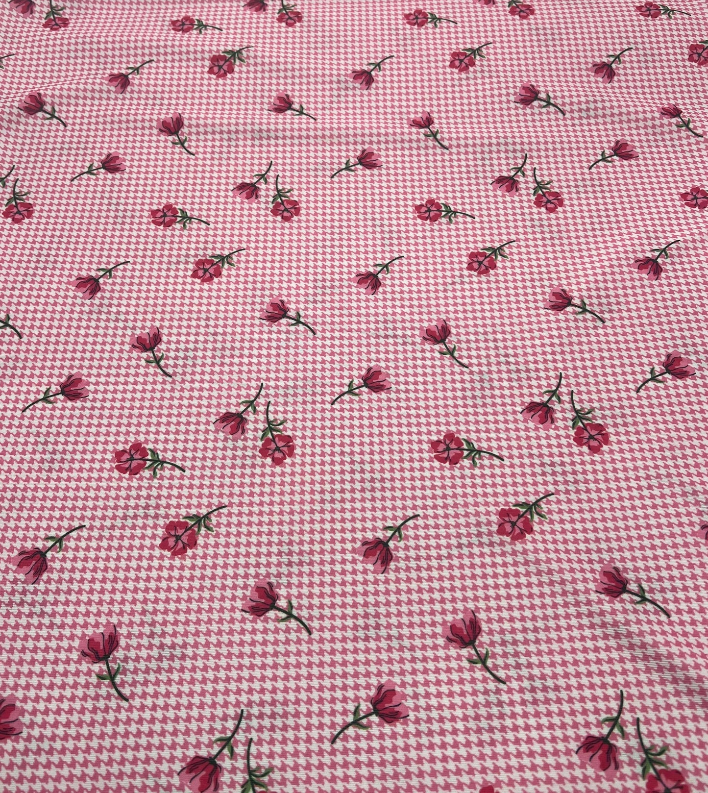Pink Flower Floral Lightweight Stretch Fabric