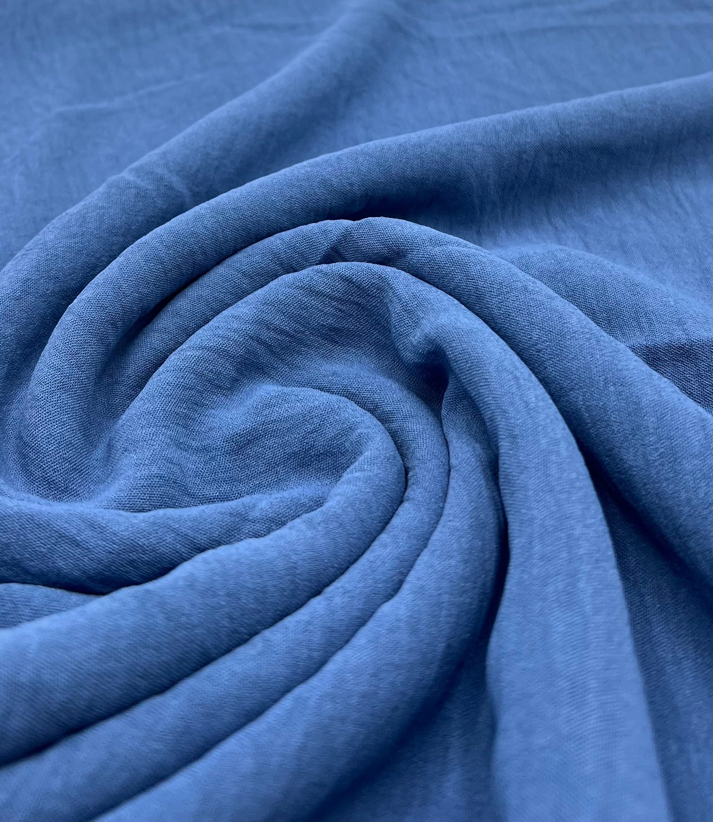 Plain Denim Blue Ocean Crepe Stretch Fabric Non Stretch