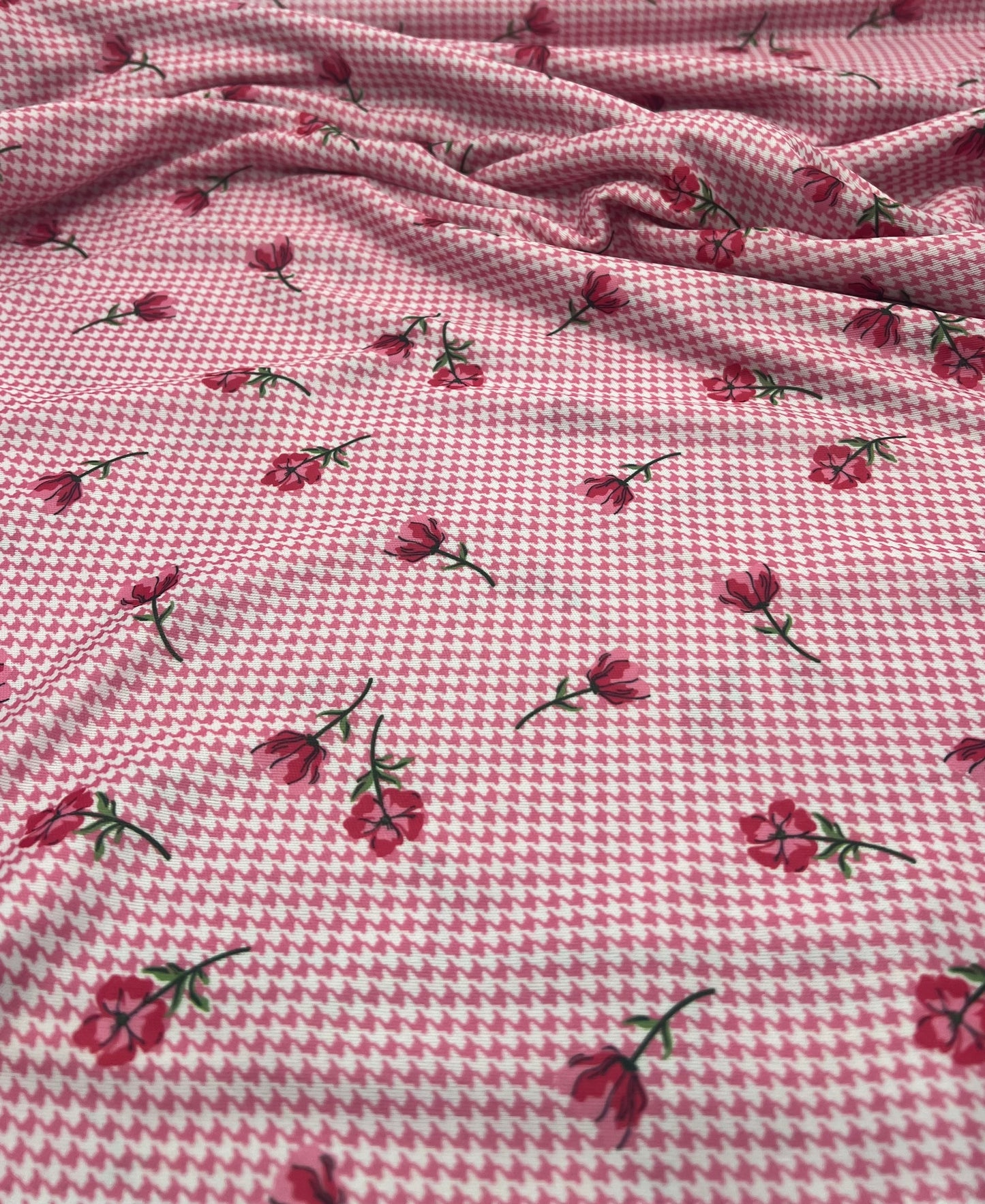 Pink Flower Floral Lightweight Stretch Fabric