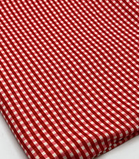 Red Gingham Check Print Lightweight Bubble Crepe Fabric