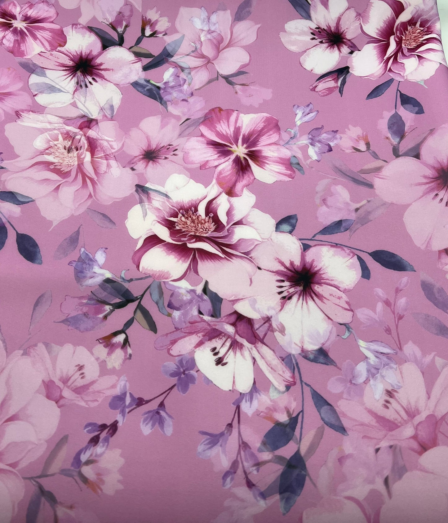 Lilac Floral Scuba Foam 3D Mono Jersey Fabric 2 Way Stretch