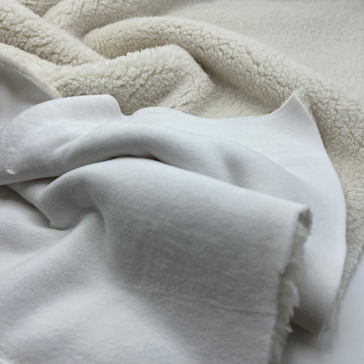 Cream Luxury Sherpa Backed Fleece Fluffy Faux Fur Fabric