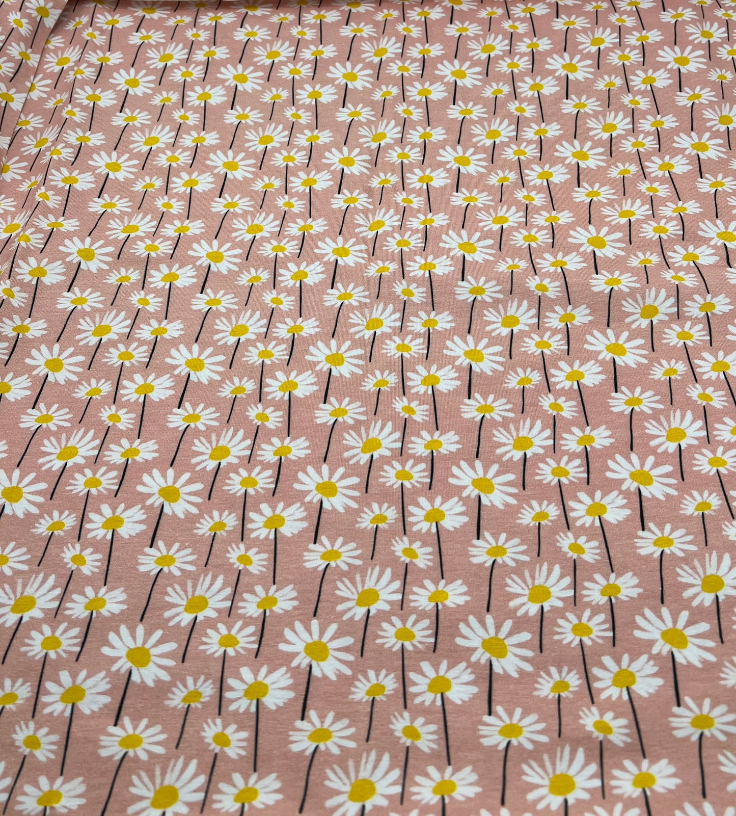 Daises Print Cotton Stretch Jersey 200 GSM 95/5 Lycra 4 Way Stretch