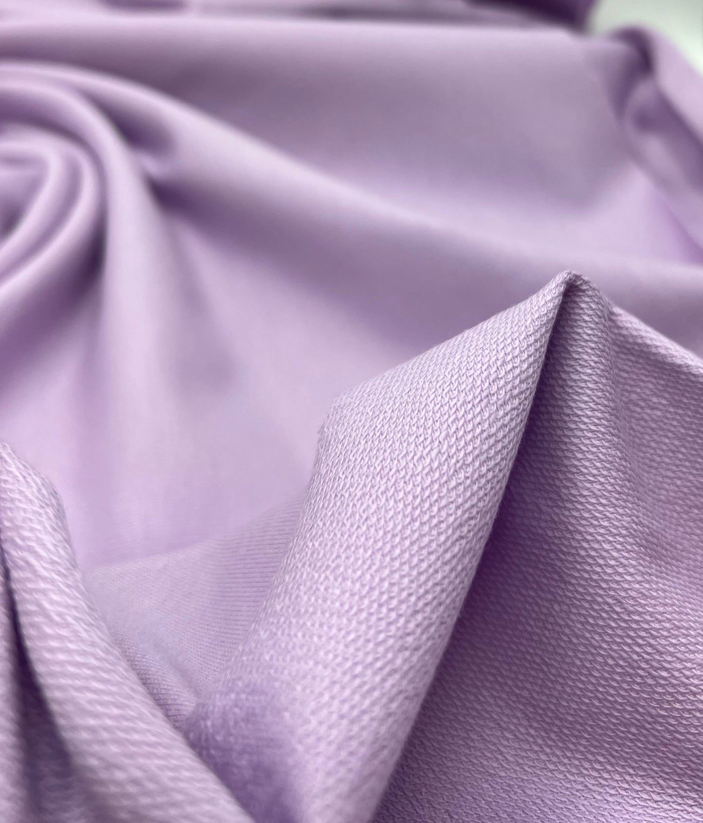 Lilac French Terry Loopback Cotton Jersey 230 GSM 95/5 Lycra 4 Way Stretch