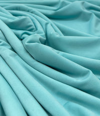 Aqua Blue Plain Shiny Soft Touch Slinky 4 Way Stretch Fabric