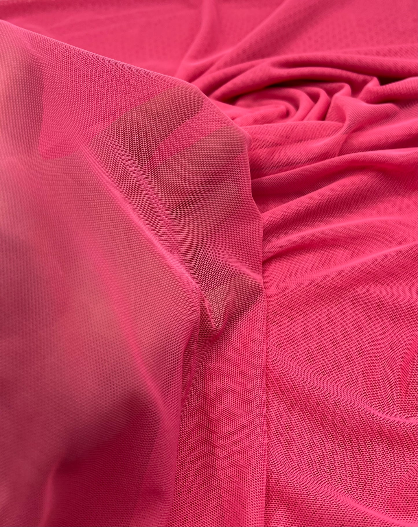 Plain Hot Baby Pink Mesh Fabric Stretch