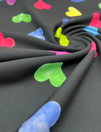Love Heart Lightweight Crepe Fabric 160GSM Non Stretch