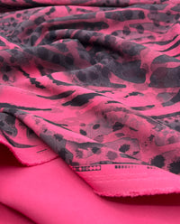 Hot Pink Animal Compact Crepe Fabric 2 Way Stretch
