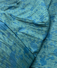 Teal Green Floral Crinkled Lightweight Non Stretch Fabric