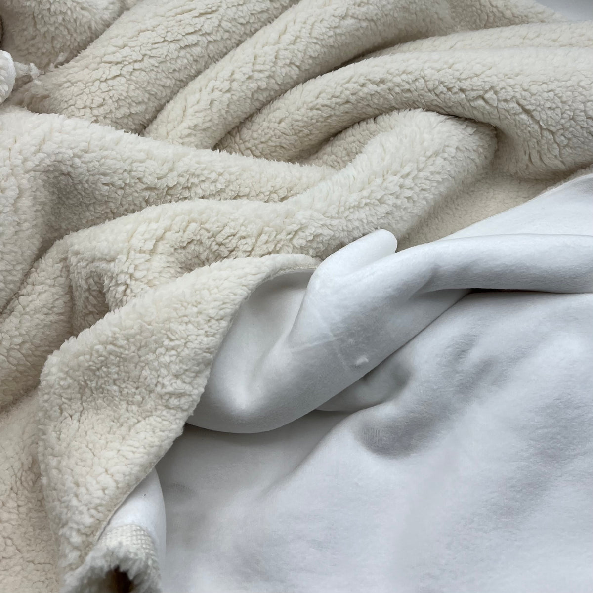 Cream Luxury Sherpa Backed Fleece Fluffy Faux Fur Fabric