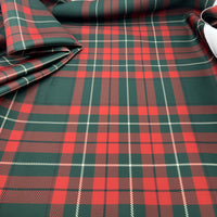 Burgundy Check Scuba Foam 3D Mono Jersey Fabric 2 Way Stretch