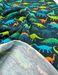 Dinosaurs Print Cotton Stretch Jersey 200 GSM 95/5 Lycra 4 Way Stretch
