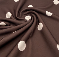 Brown Beige Large Polka Print Liverpool Bullet Stretch Fabric
