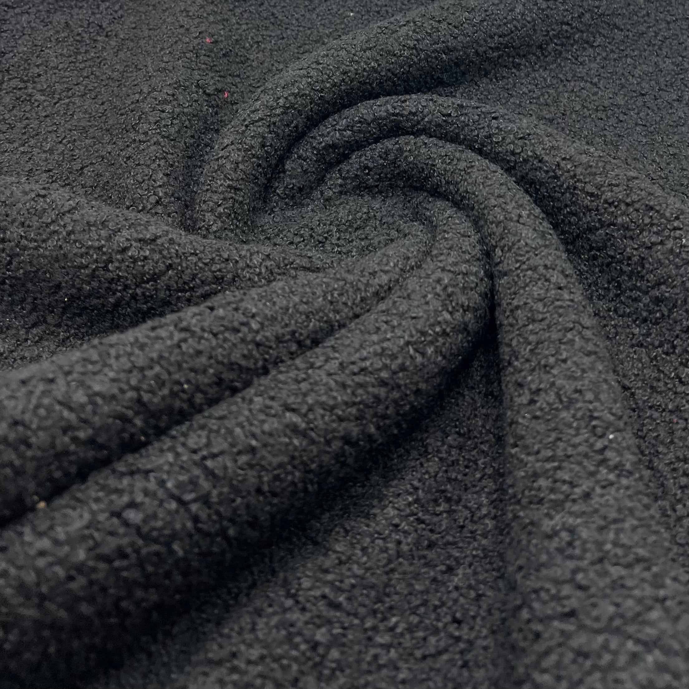 Black Luxury Sherpa Curl Fleece Fluffy Faux Fur Fabric