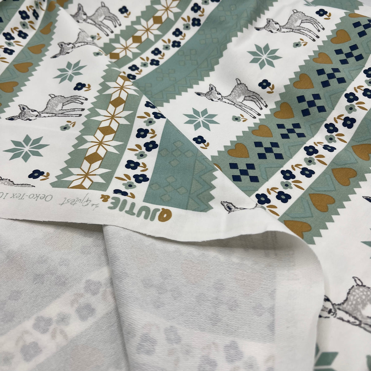 Mint Deer French Terry Loopback Cotton Jersey Lycra 4 Way Stretch