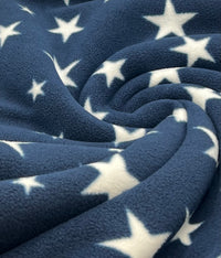 Navy Stars Printed Anti-Pil Polar Fleece Fabric Blanket Loungewear
