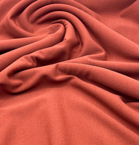 Plain Brown Rust Scuba Crepe Stretch Jersey Fabric 4 Way Stretch