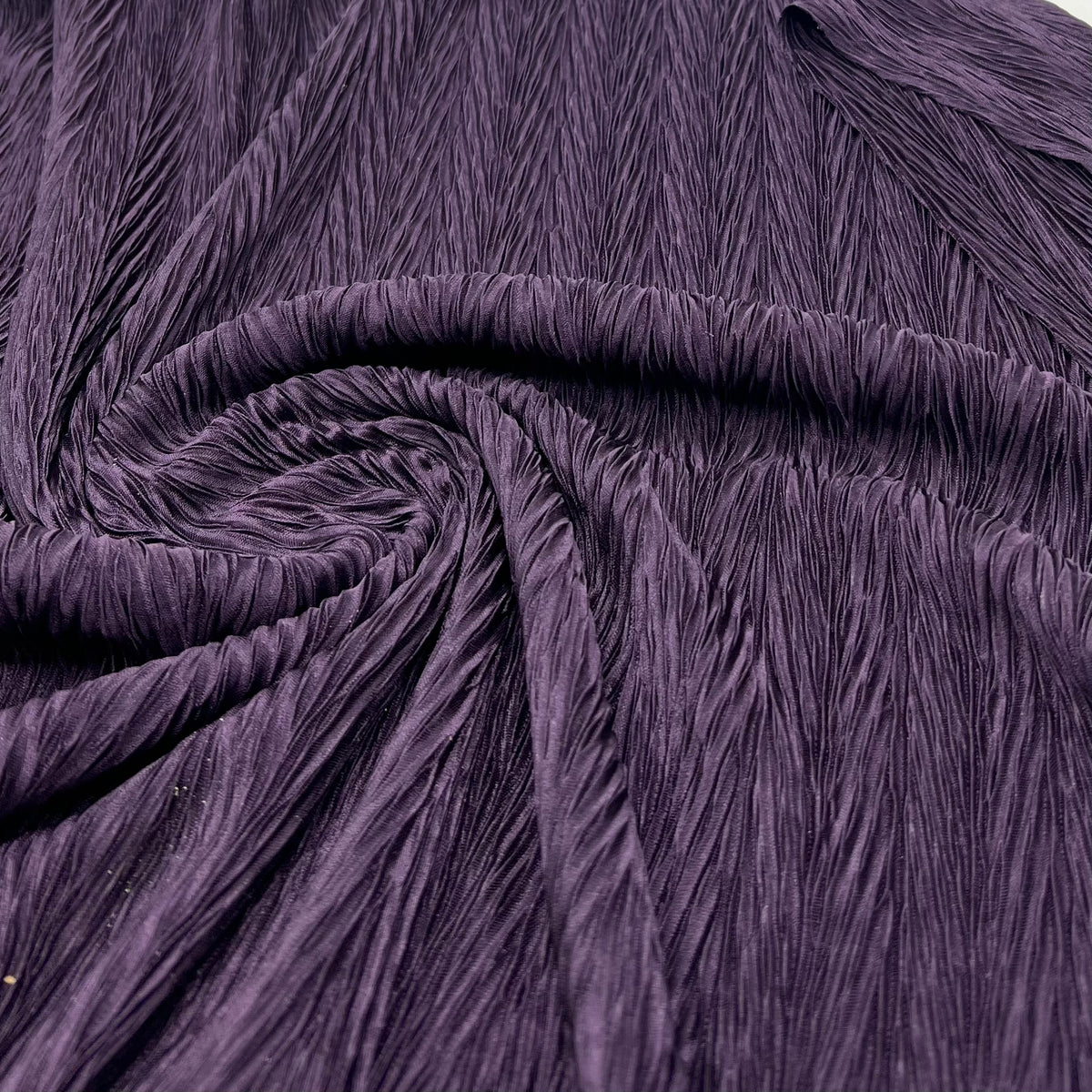 Plum Wave Plisse Pleated Stretch Fabric