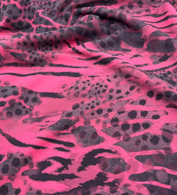 Hot Pink Animal Compact Crepe Fabric 2 Way Stretch