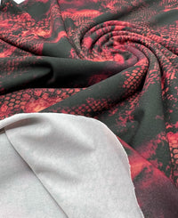 Burgundy Red Snake Print ITY Fabric