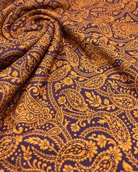 Gold & Purple Paisley Print Spun Poly Stretch Fabric