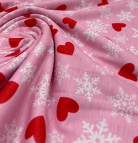 Pink Floral Snowflake Printed spun poly Elastane Fabric