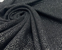 Black Silver Glitter Textured Floral Fabric Non Stretch