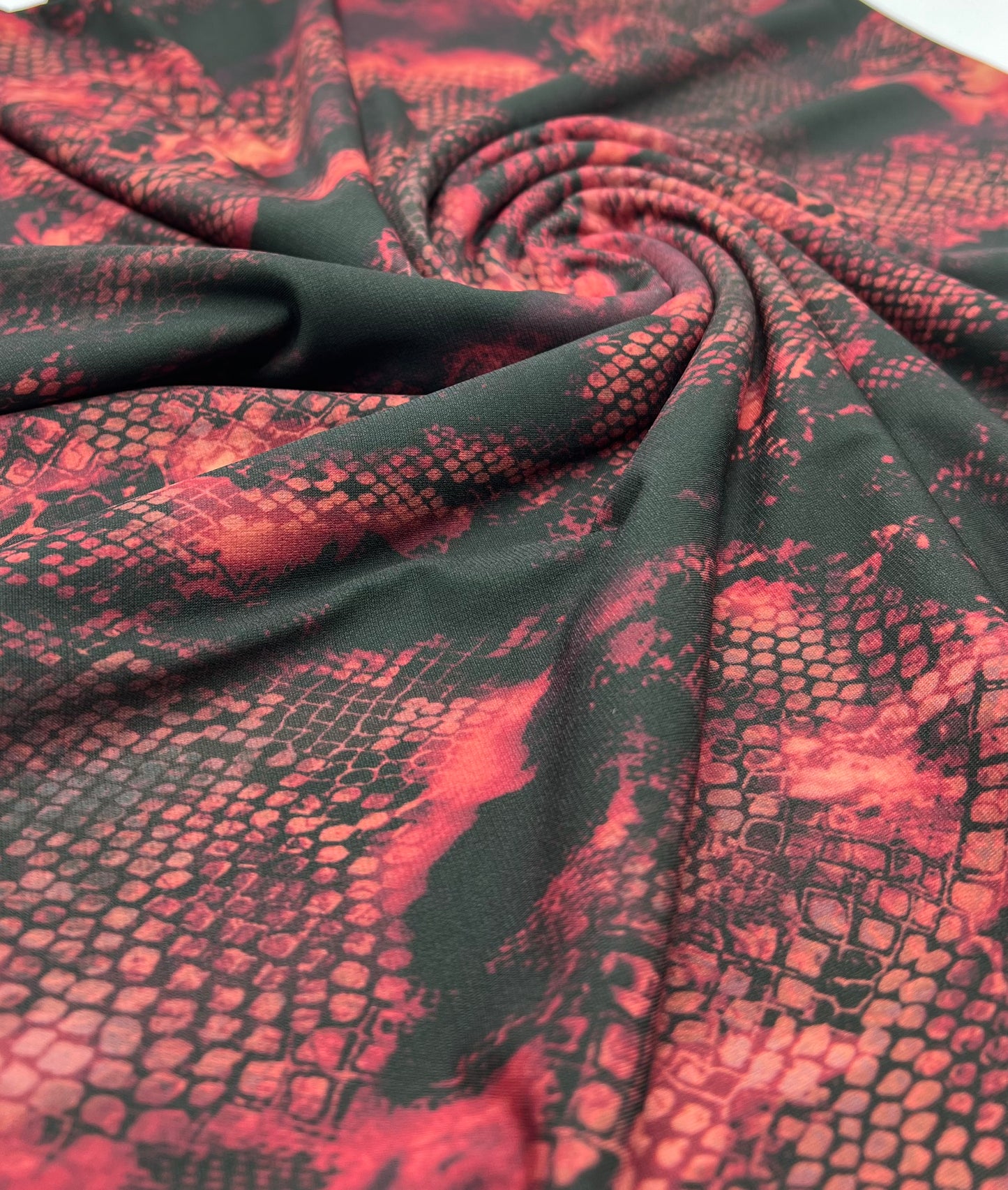 Burgundy Red Snake Print ITY Fabric