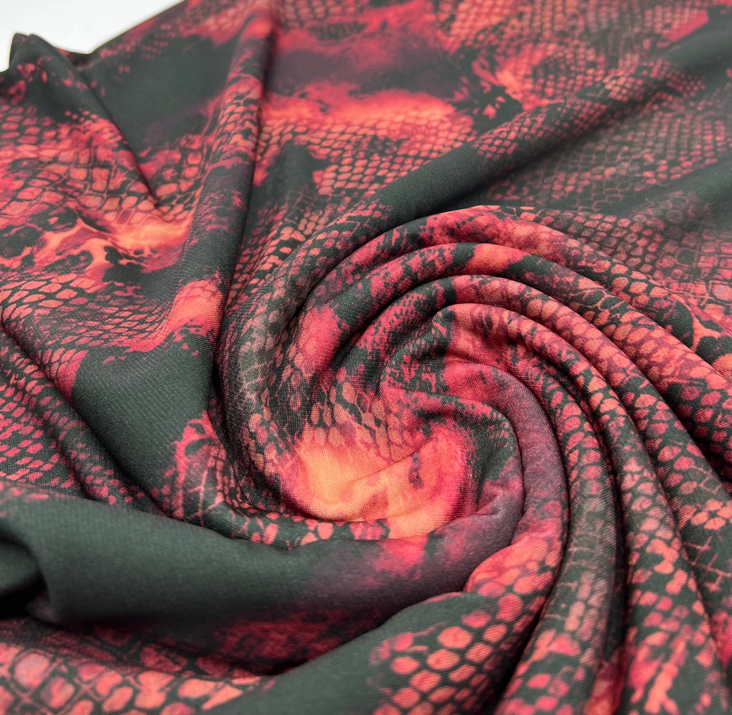 Burgundy Red Snake Print ITY Fabric