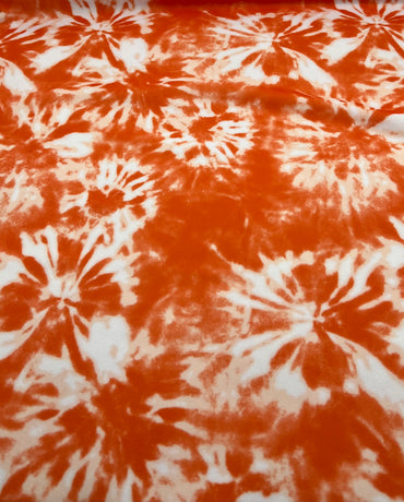 Orange Mix Printed Scuba Crepe Jersey Fabric 4 Way Stretch