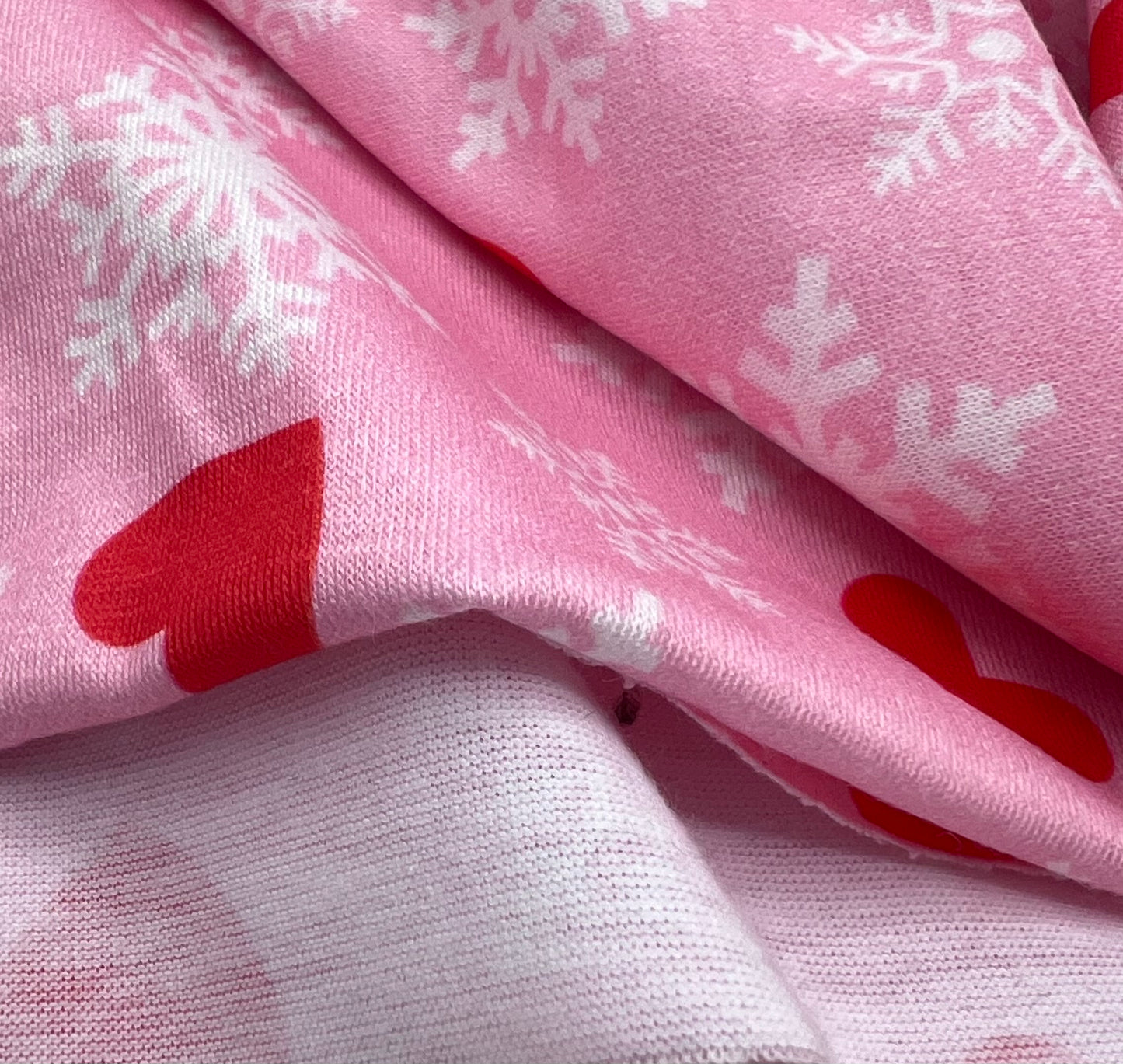 Pink Floral Snowflake Printed spun poly Elastane Fabric