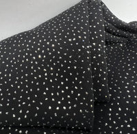 Black Silver Glitter Textured Floral Fabric Non Stretch