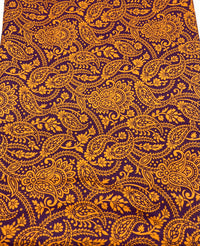 Gold & Purple Paisley Print Spun Poly Stretch Fabric