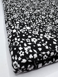 Black Floral Ditsy Print Viscose Elastane Fabric