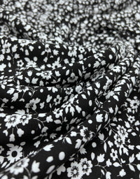 Black Floral Ditsy Print Viscose Elastane Fabric