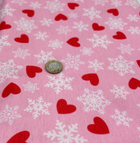 Pink Floral Snowflake Printed spun poly Elastane Fabric