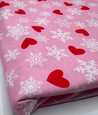 Pink Floral Snowflake Printed spun poly Elastane Fabric