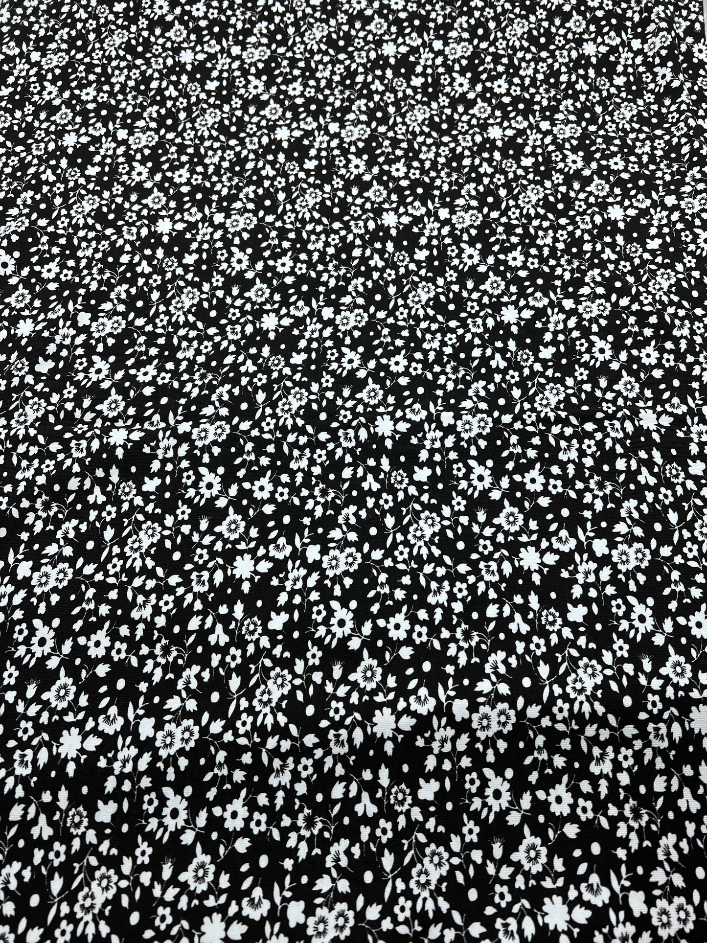 Black Floral Ditsy Print Viscose Elastane Fabric