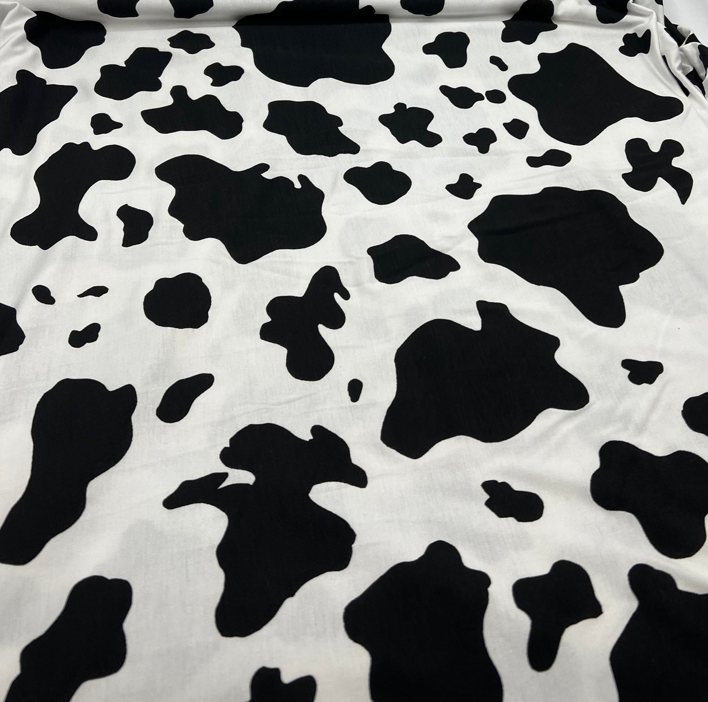 White Black Cow Print Viscose Elastane Fabric