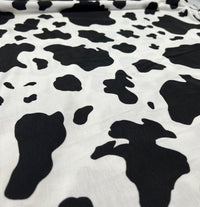 White Black Cow Print Viscose Elastane Fabric