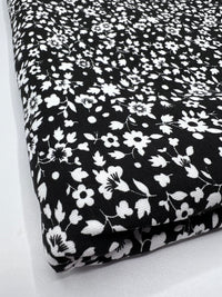 Black Floral Ditsy Print Viscose Elastane Fabric