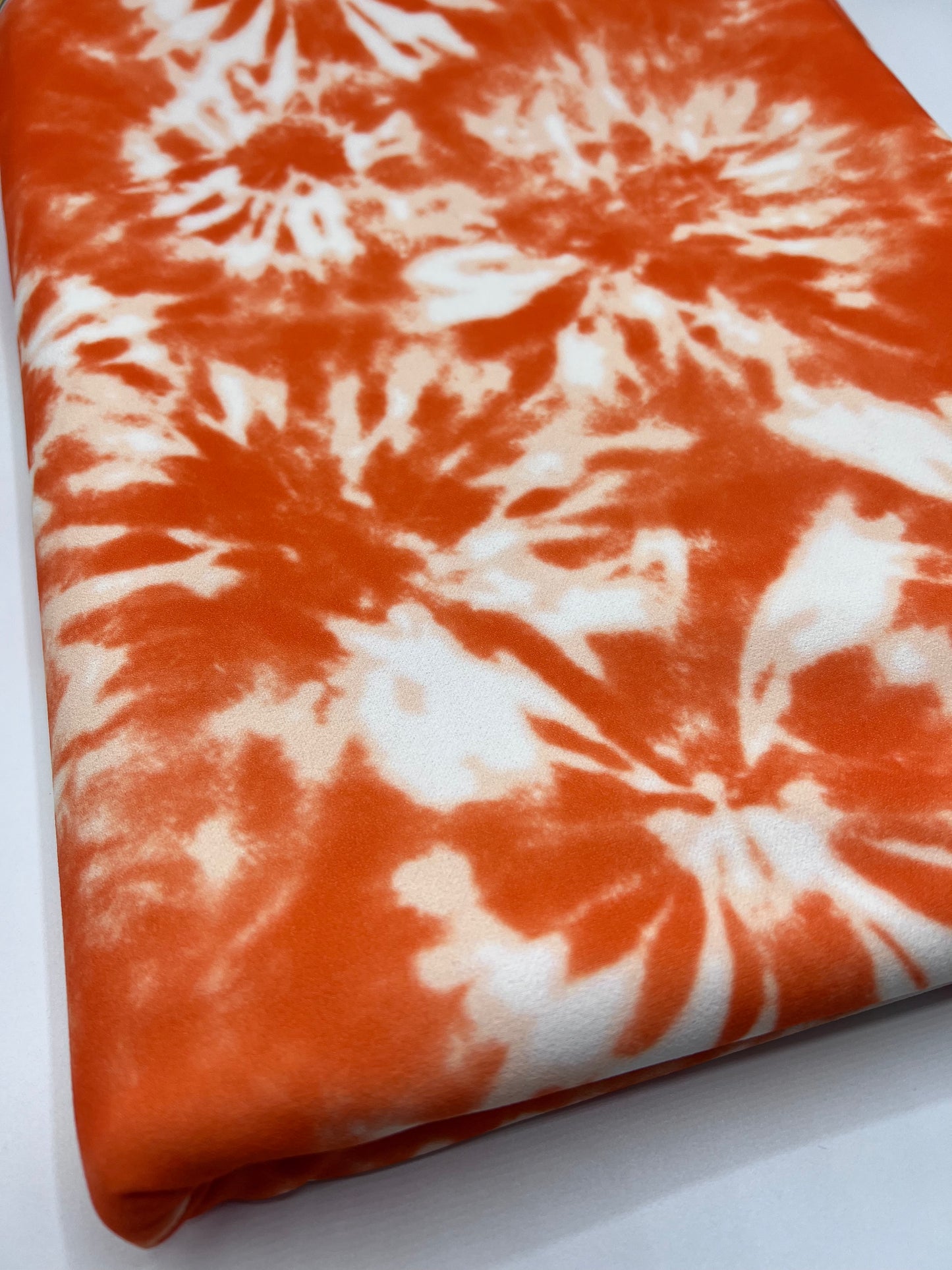 Orange Mix Printed Scuba Crepe Jersey Fabric 4 Way Stretch