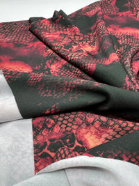 Burgundy Red Snake Print ITY Fabric