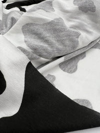 White Black Cow Print Viscose Elastane Fabric